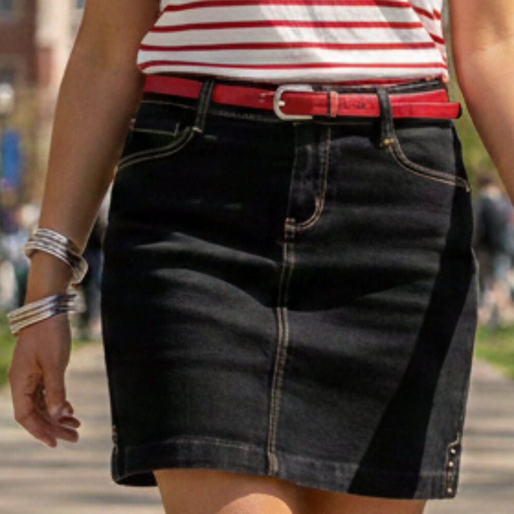 WHBM skirt black denim stud details - 2